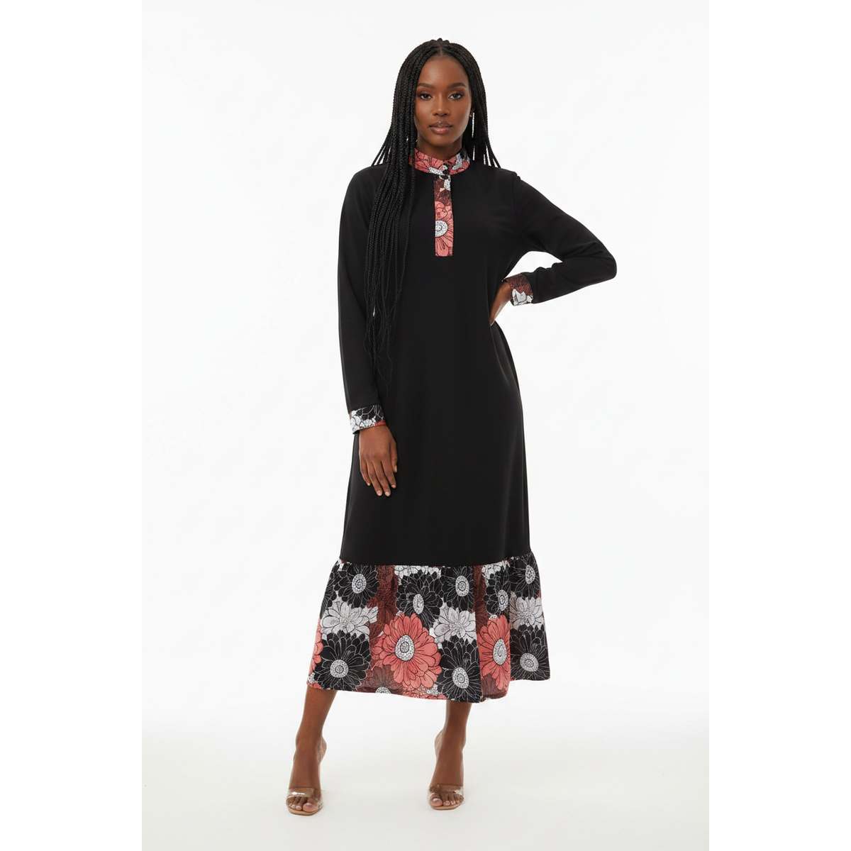 Mianda Floral Print Patchwork Maxi Dress