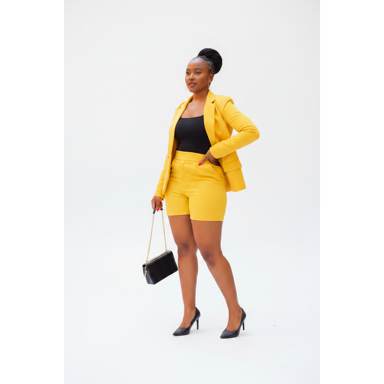 ladies short and blazer set