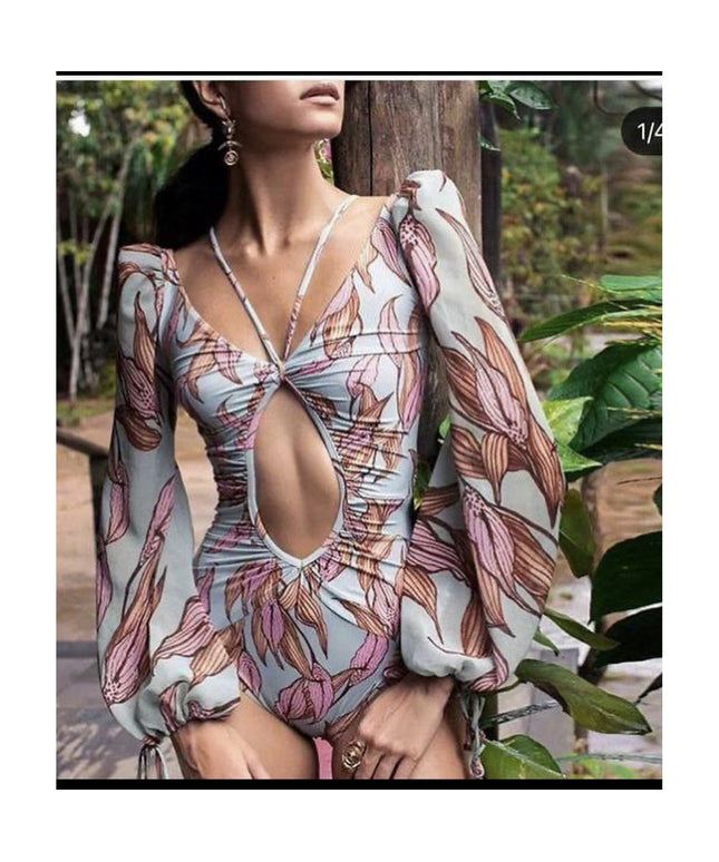 Sexy one-piece printed bikini swimsuit
