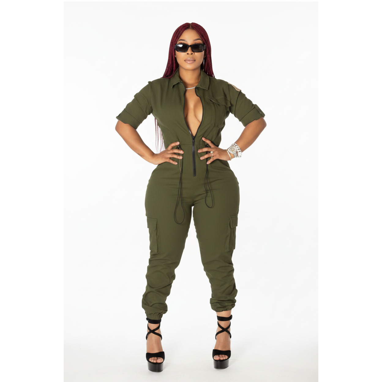 Zipper cargo jumpsuit