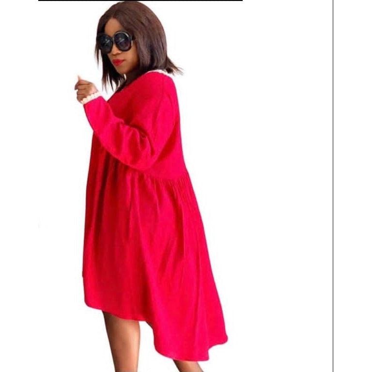 V-Neck Midi Bubble Dress