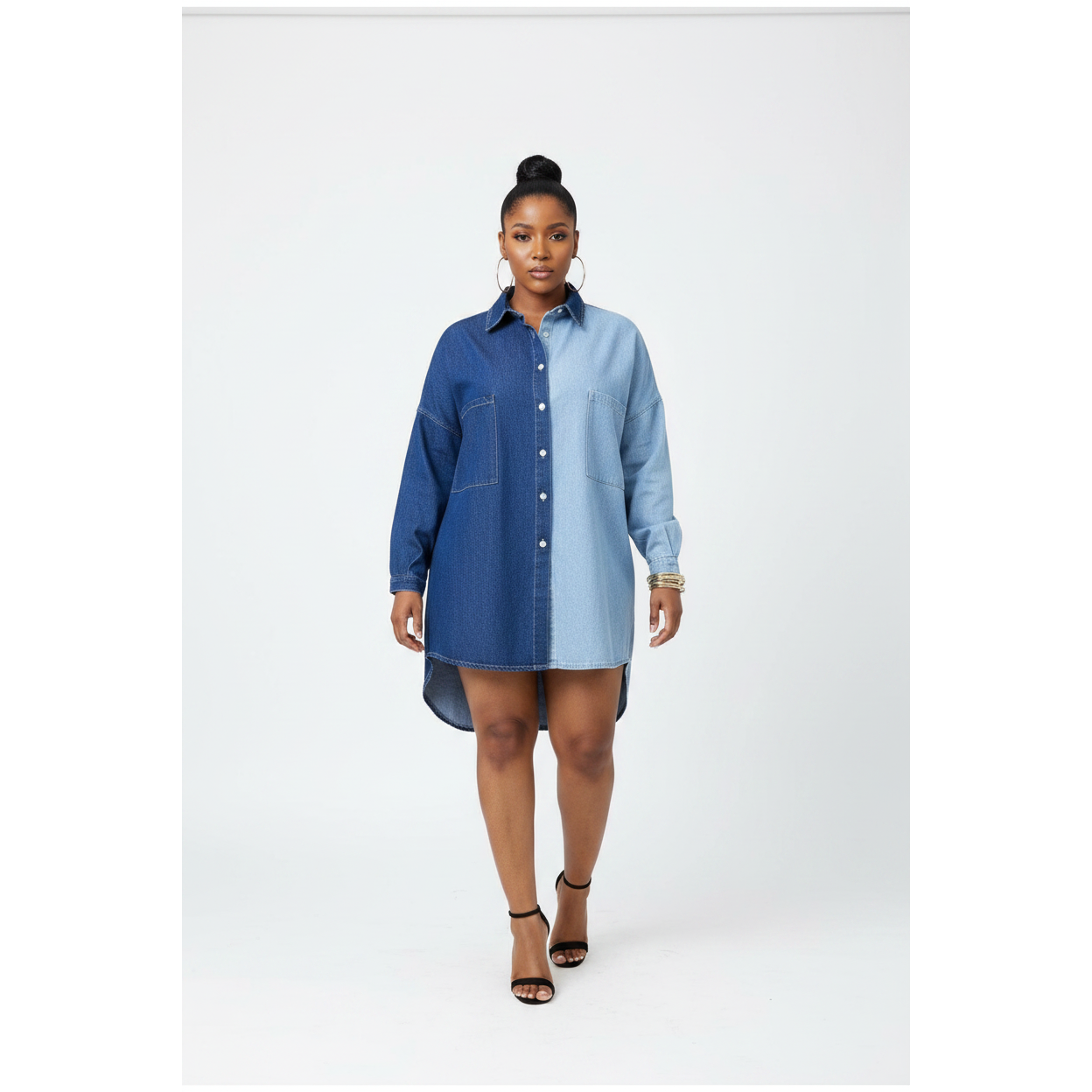Long Sleeves Turndown Collar Shirt Dress