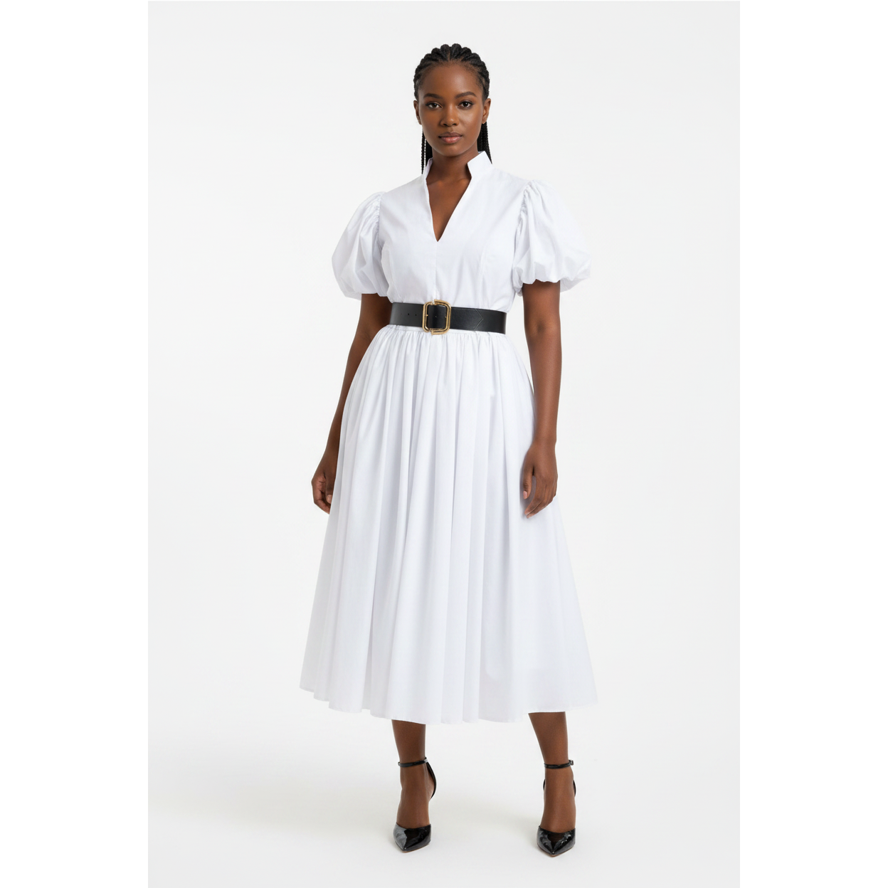 V-Neck Short Sleeve Plus-Size Dress