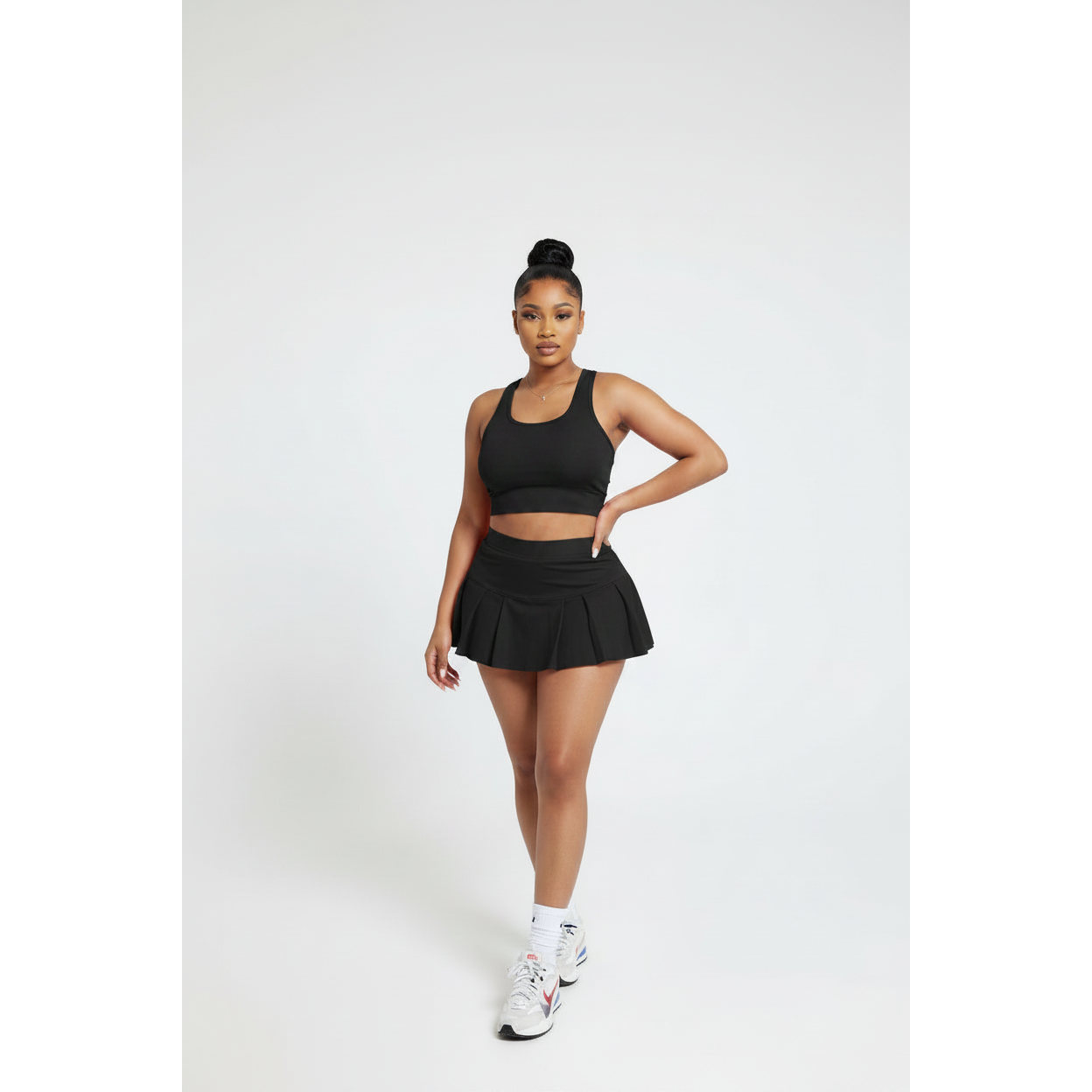 Women's Crop Top & Pleated Skirt Two-Piece Set