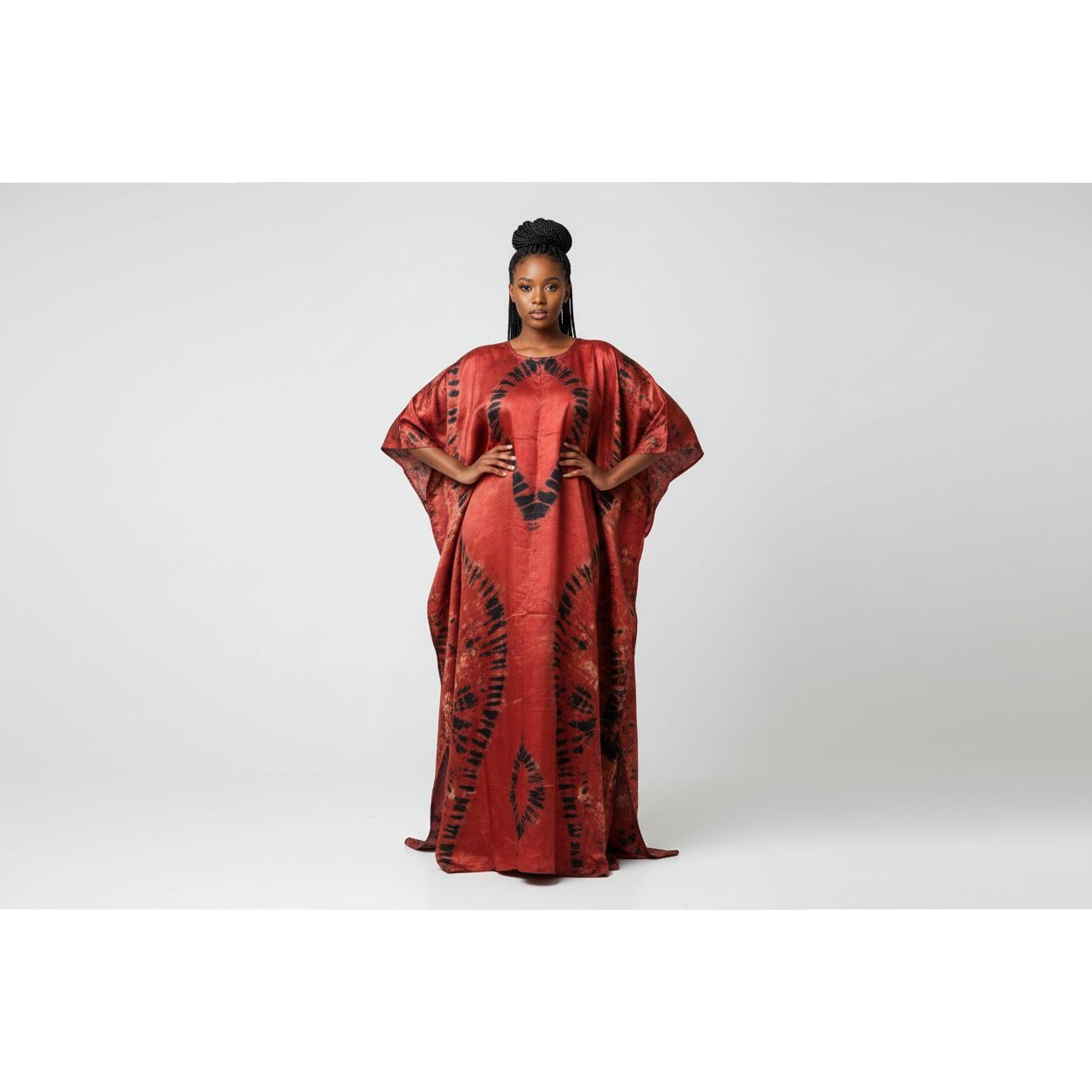 African Adire Silk Kaftan.