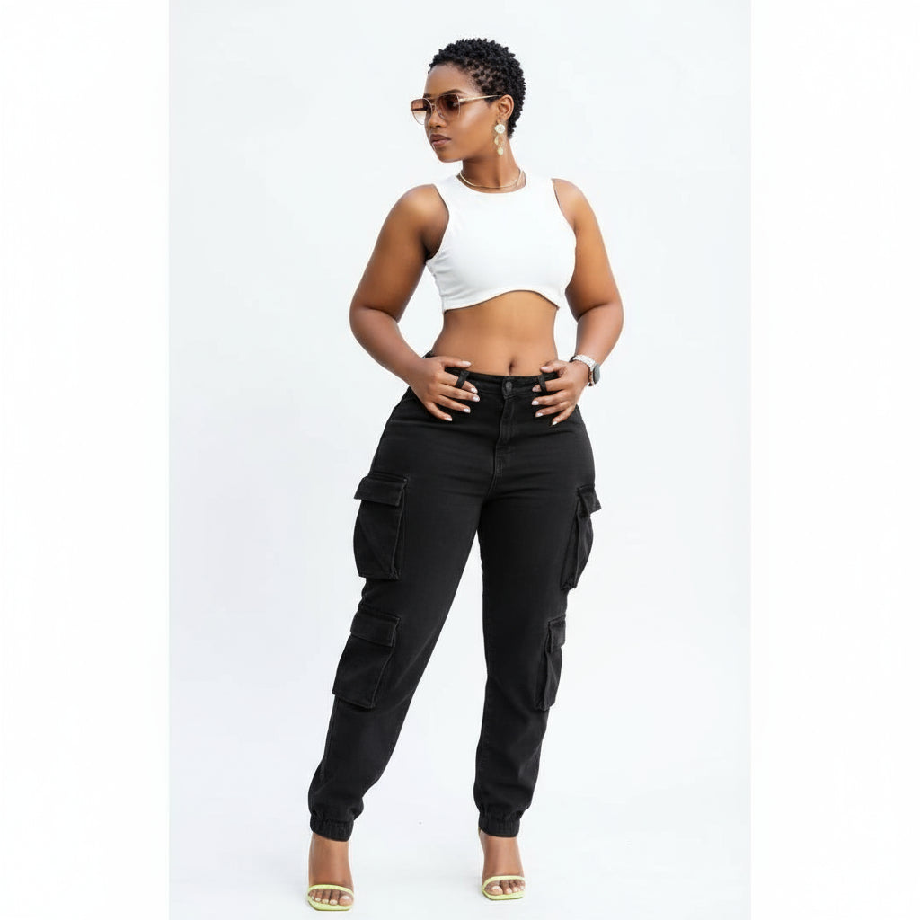 Side Pocketed Denim Pants.