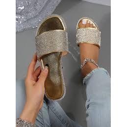 Rhinestone Open Toe Comfort Slippers.