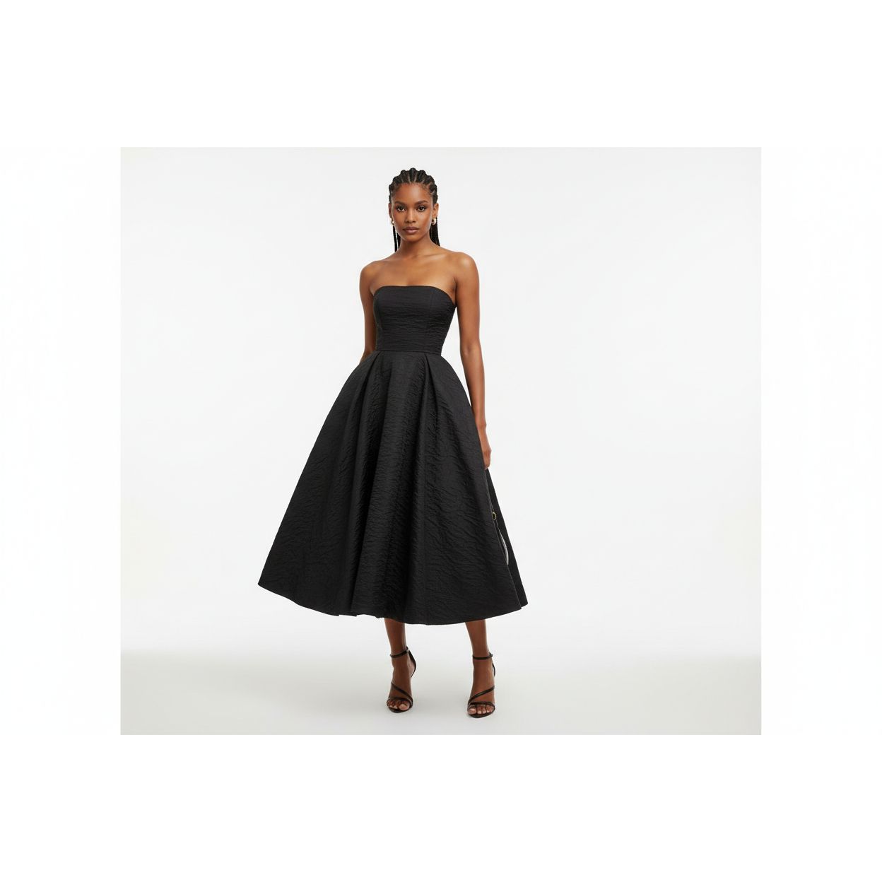 Spaghetti Strap Bustier Midi Dress.