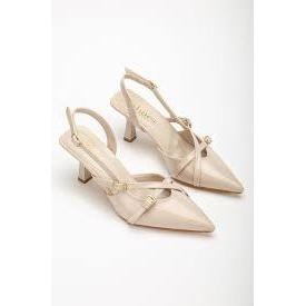 Slingback Kitten Heels Buckle Strap Pumps.