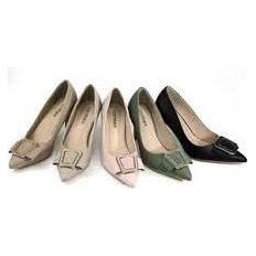 Square Button Pump Slip on Designer Shoes.