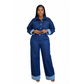 Denim Solid Color 2 Piece Suit Set.