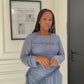 Ladies Round Neck Ruched & Draped Ruffle Dress