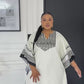 African Kaftan Striped Print Style Elegant Dress