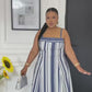 Plus Size Sleeveless Striped Flared Midi Dress