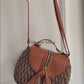 2 Tone Straw Weave Shoulder Handbag