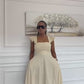 Women's Tie-back Ruffled Sleeves Color-block Maxi Dress