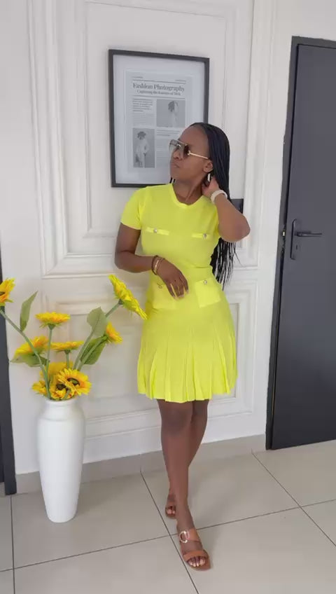 Knit Button Detailed Sexy Short Sleeve Mini Dress. – YELLOW SUB