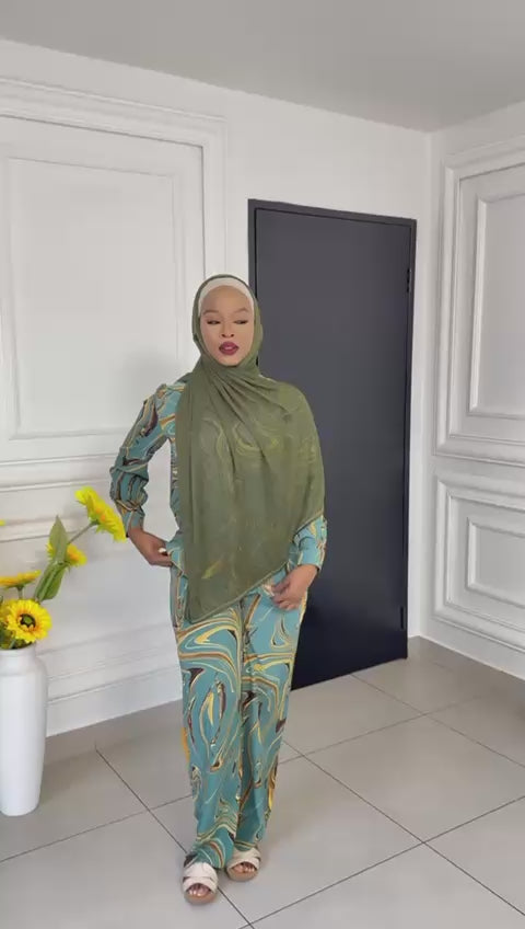 Print long Sleeve Shirt and Palazo Pants Sets