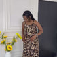 Plus Size Leopard Print Spaghetti Strap Maxi Dress