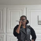 Faux Fur Sleeve Cropped Biker Jacket