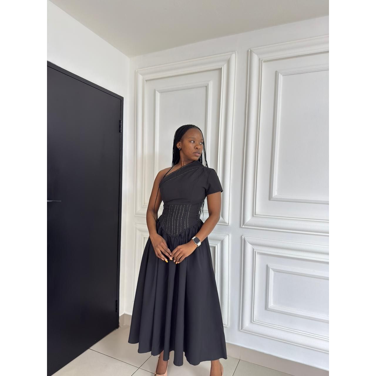 ONE HAND OFF SHOULDER MAXI DRESS – YELLOW SUB TRADING
