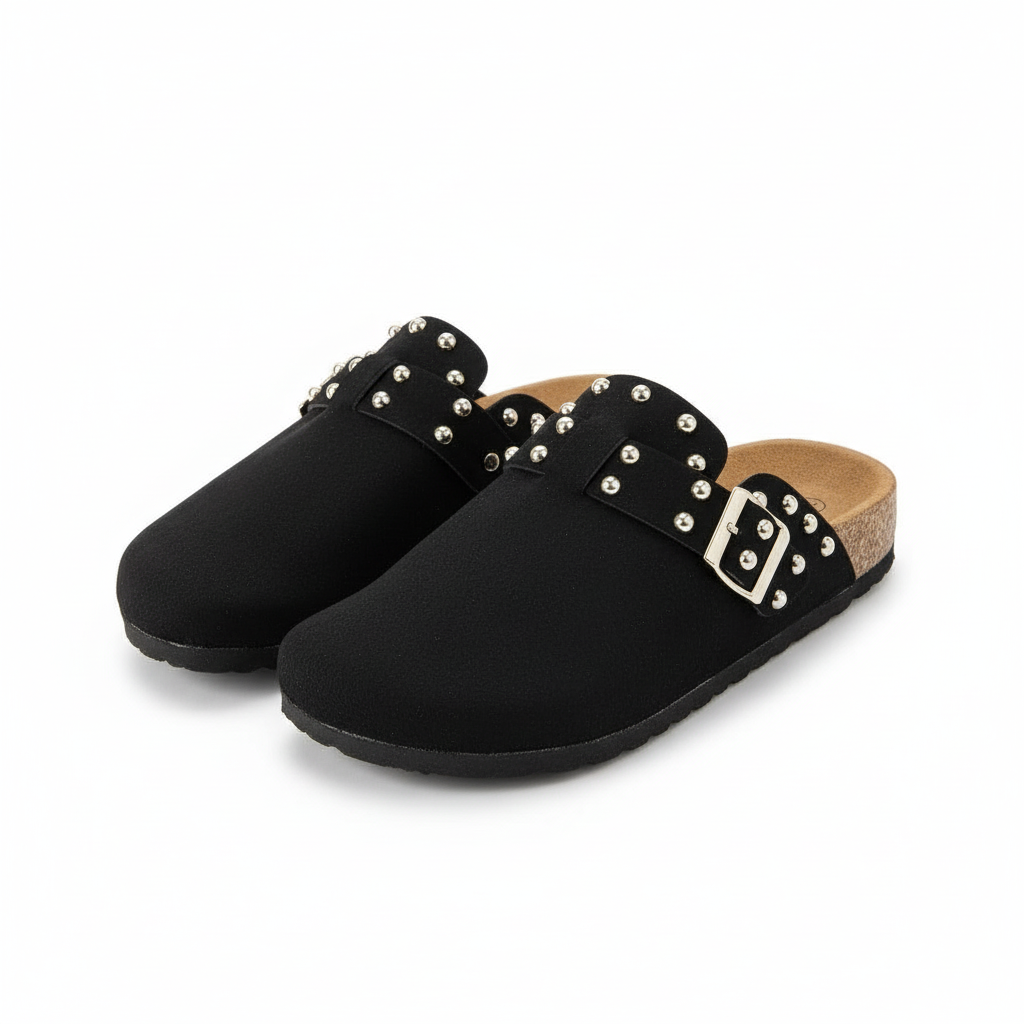 Women's Adjustable Buckle Casual Flat Slip-On Mules Shoes