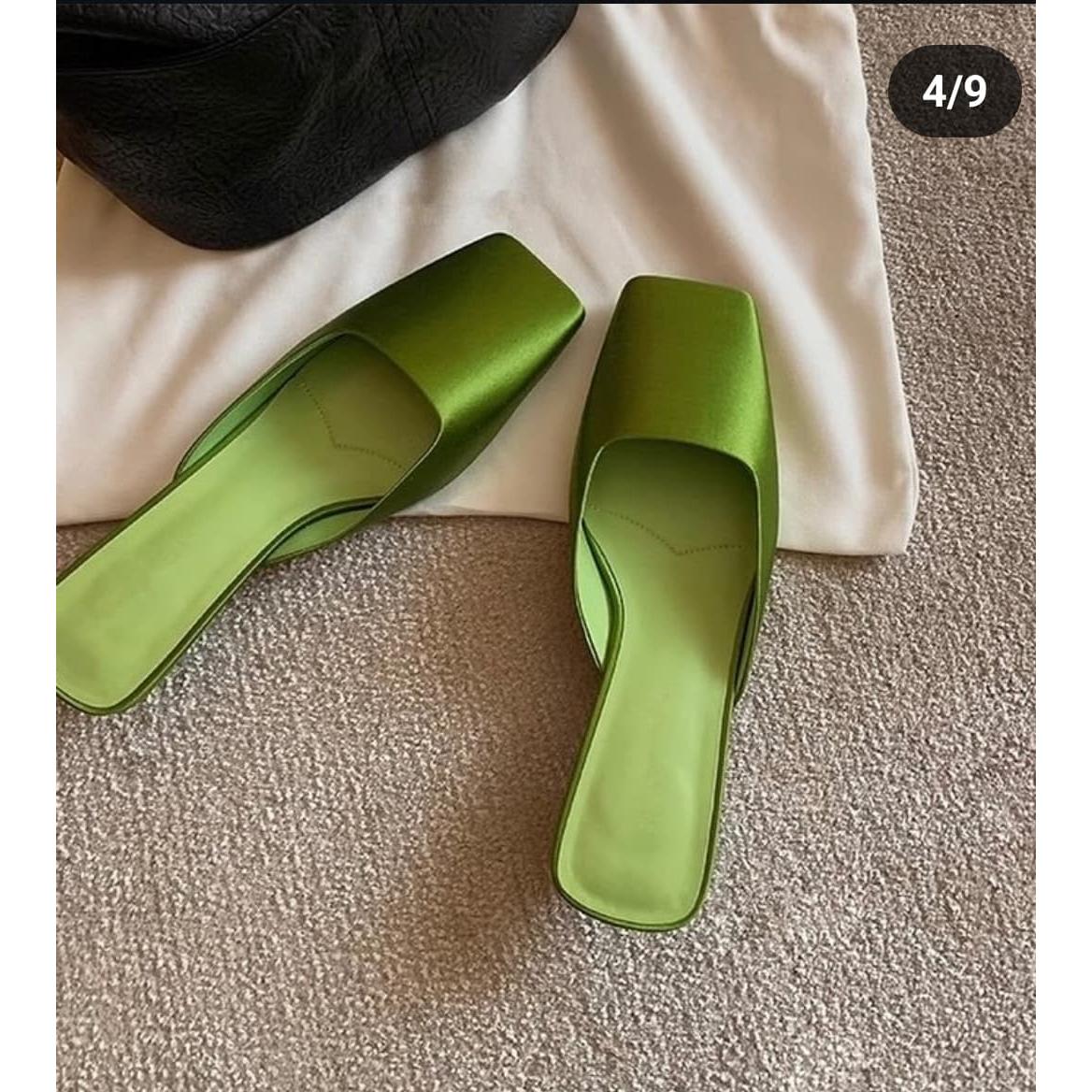 Metallic Square-Toe Blade-Heel Mules