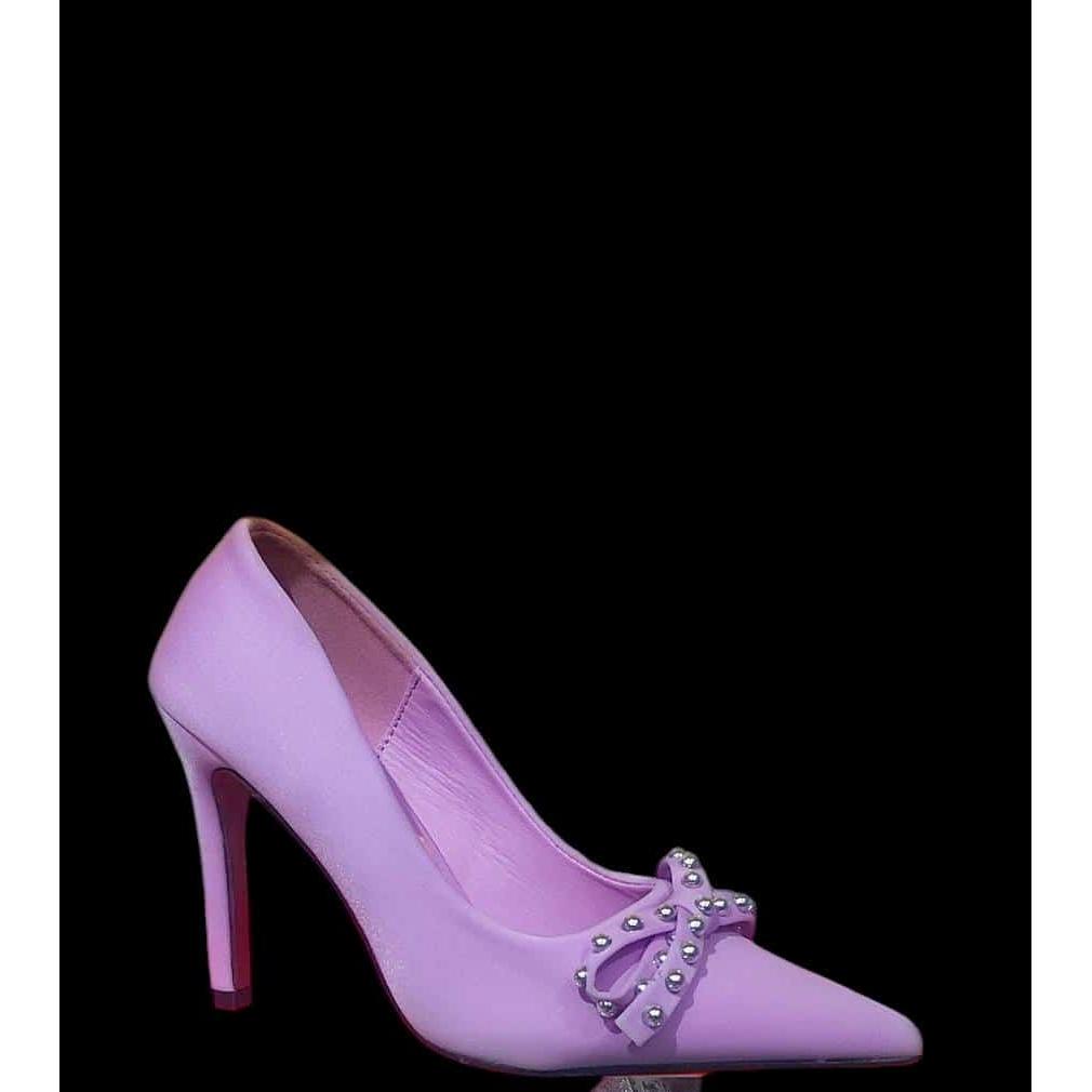 Pearl Bowknot Slim High Heels Shoes.
