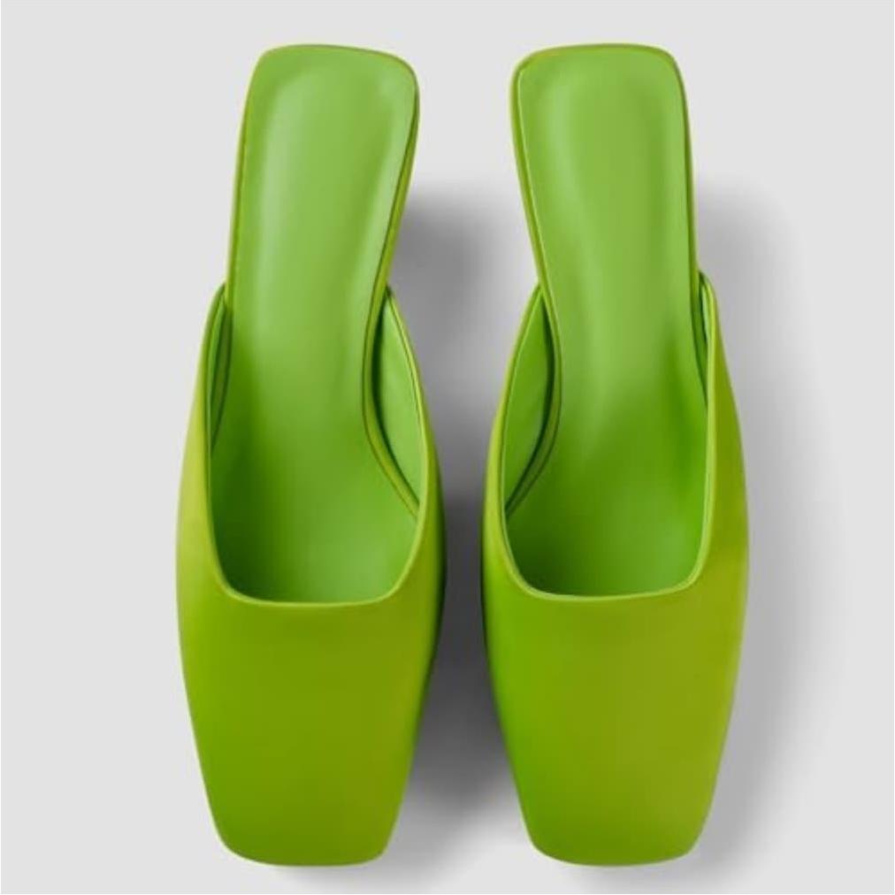 Metallic Square-Toe Blade-Heel Mules