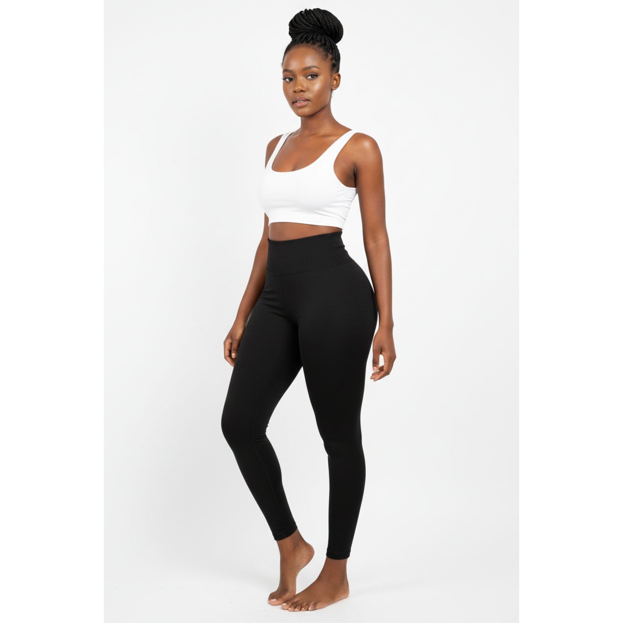 women's black thermal leggings with a high-waist fit.