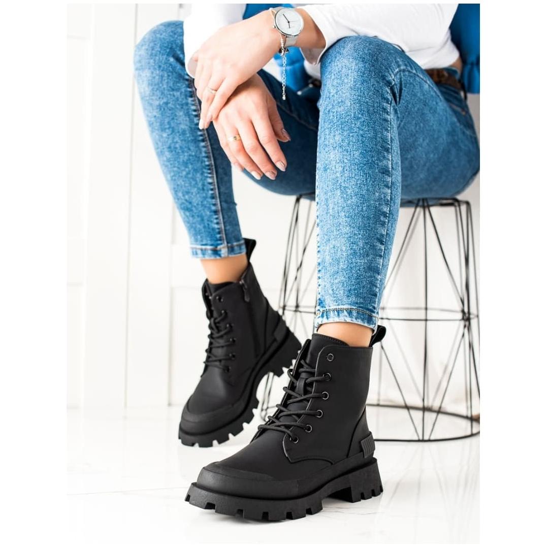 Lace-Up Zipper Leather Boots