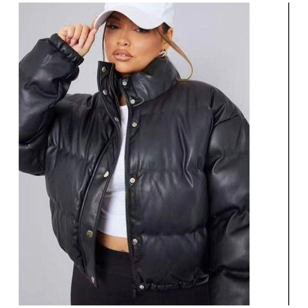 Solid Color Long Sleeve Zipper Front Casual Padded Coat