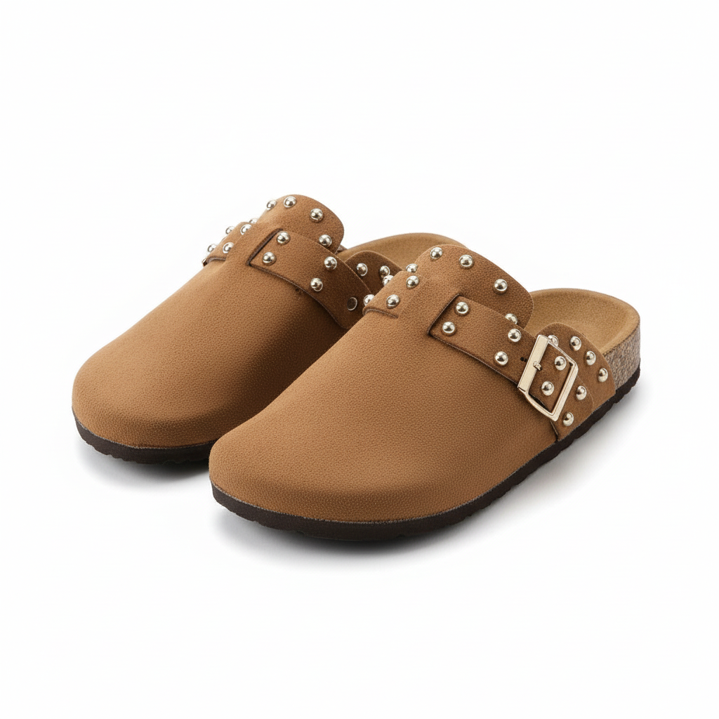 Women's Adjustable Buckle Casual Flat Slip-On Mules Shoes