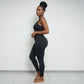women's black thermal leggings with a high-waist fit.