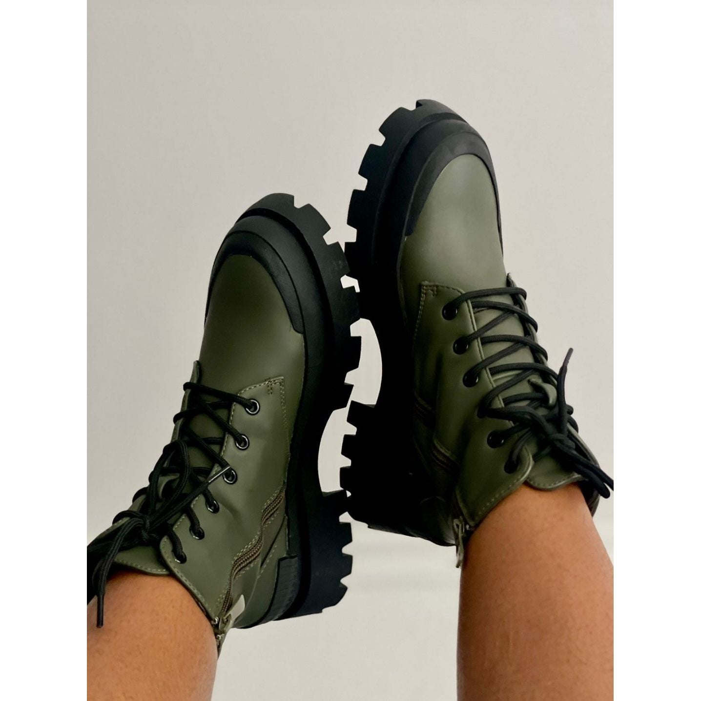 Lace-Up Zipper Leather Boots