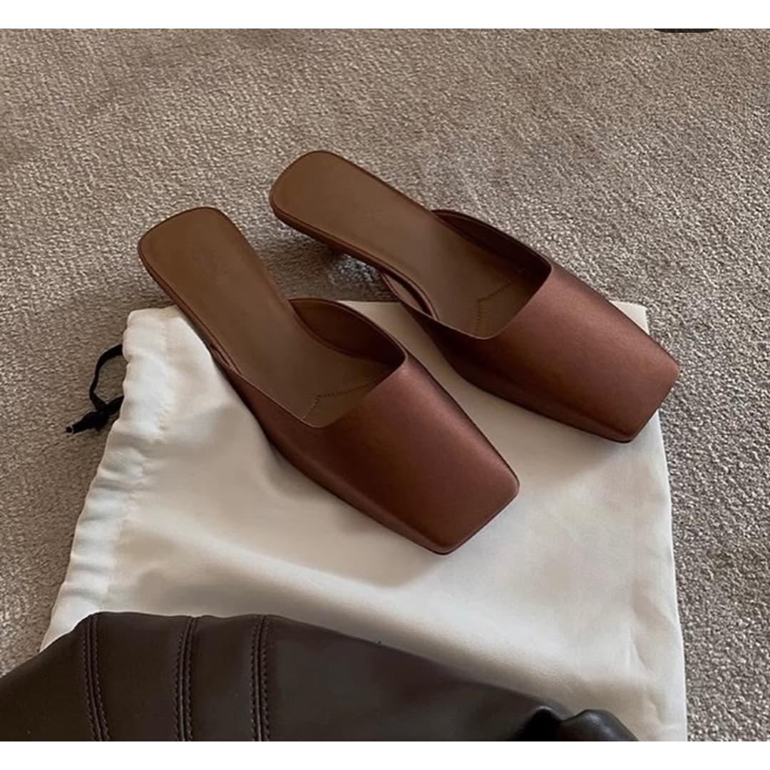 Metallic Square-Toe Blade-Heel Mules