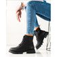 Lace-Up Zipper Leather Boots