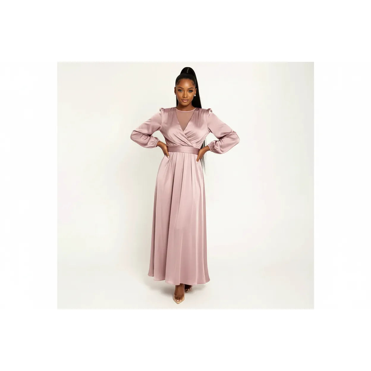 Sleeve Black Abaya Kaftan Belted Cloak Dress