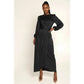 Sleeve Black Abaya Kaftan Belted Cloak Dress