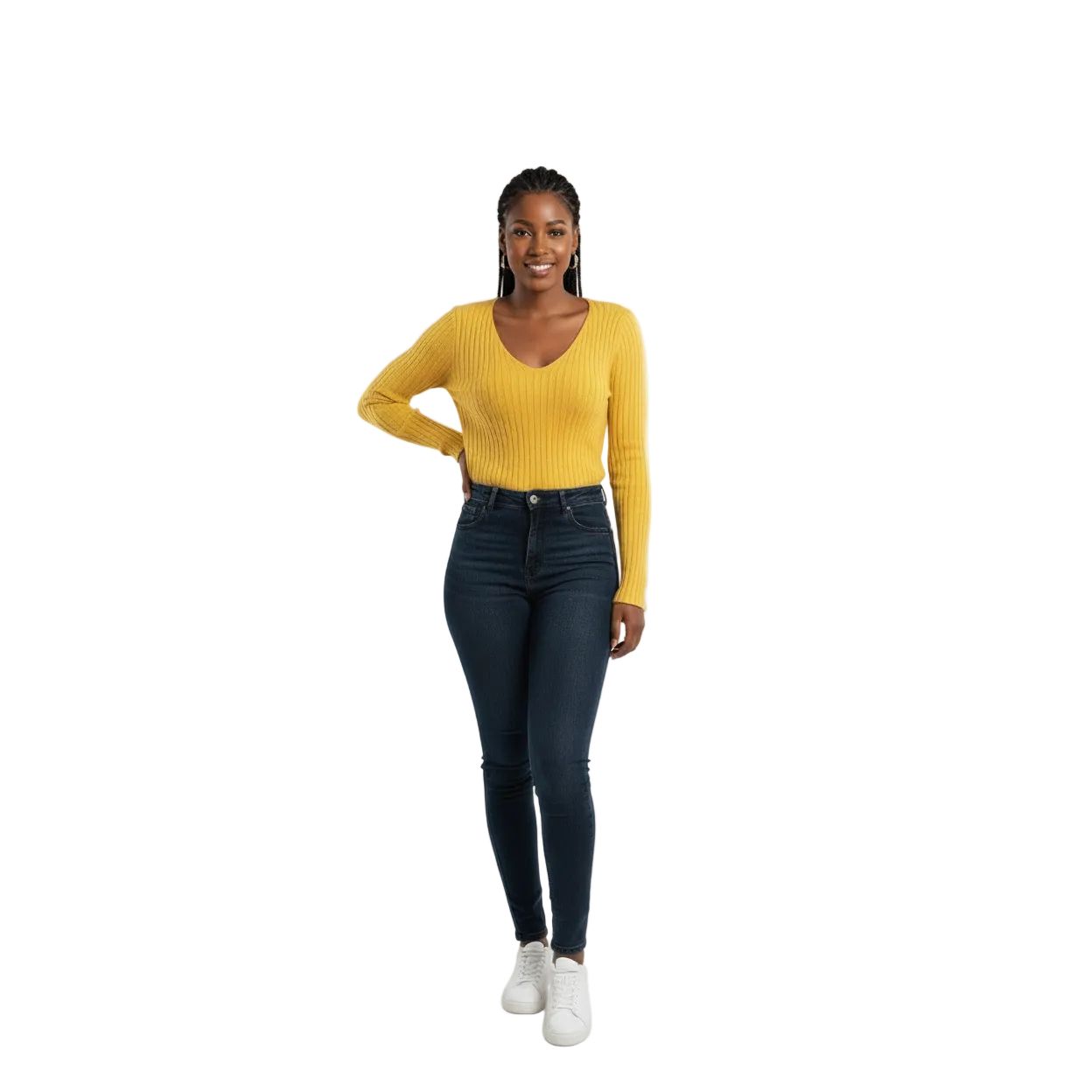 V-Neck Rib Pullover Sweater T-Shirt