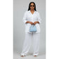 Relaxed Button-Up Shirt and Wide Leg Pants Set