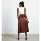 High Waisted Satin Belted Umbrella Skirt
