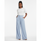 Solid Color Wide Leg Two-Button Pleated Long Casual Pants