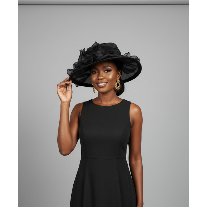 Spring Summer British Style Wide Brim Hat with Bow