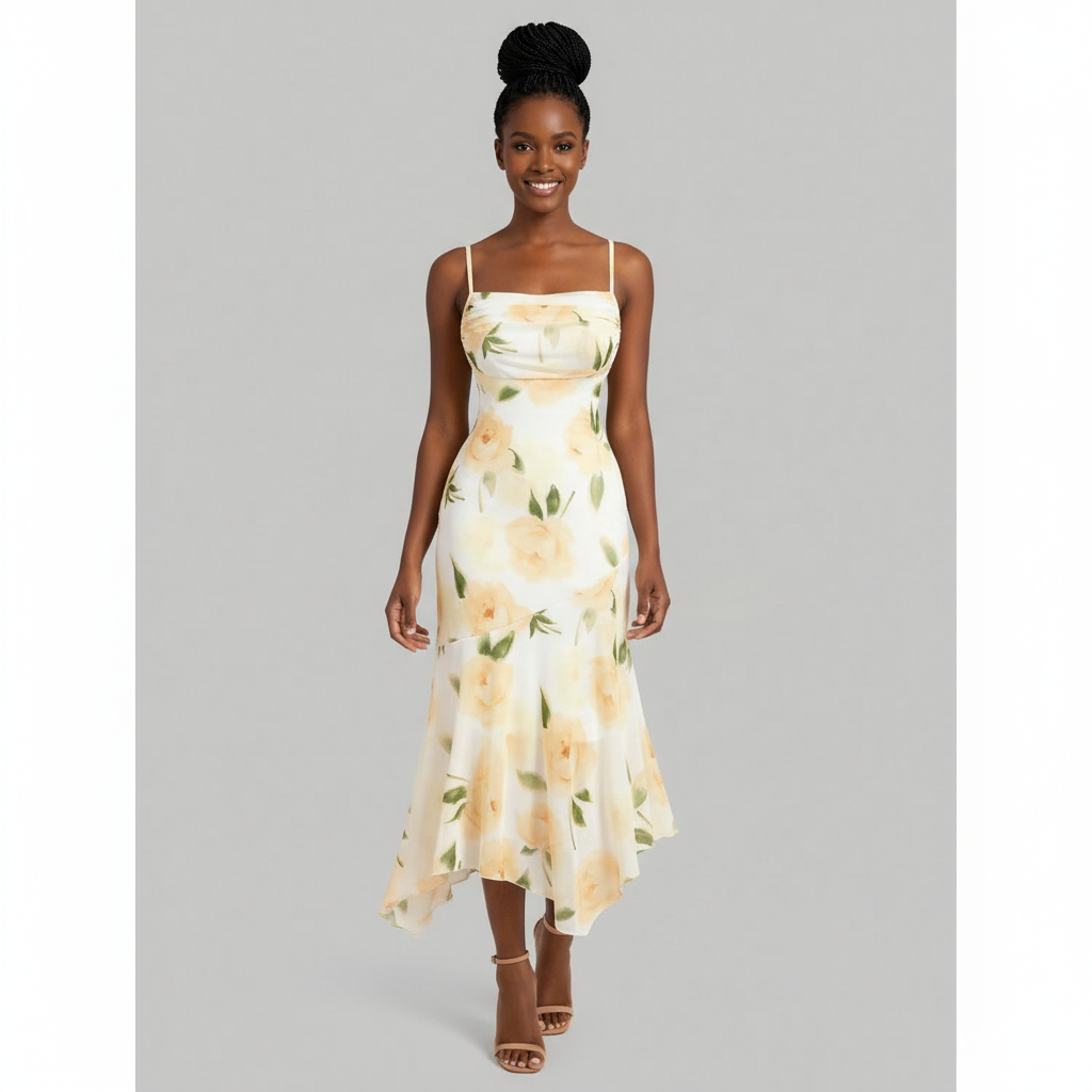 Women's Slope Neck Sexy Loose Floral Suspender Dress