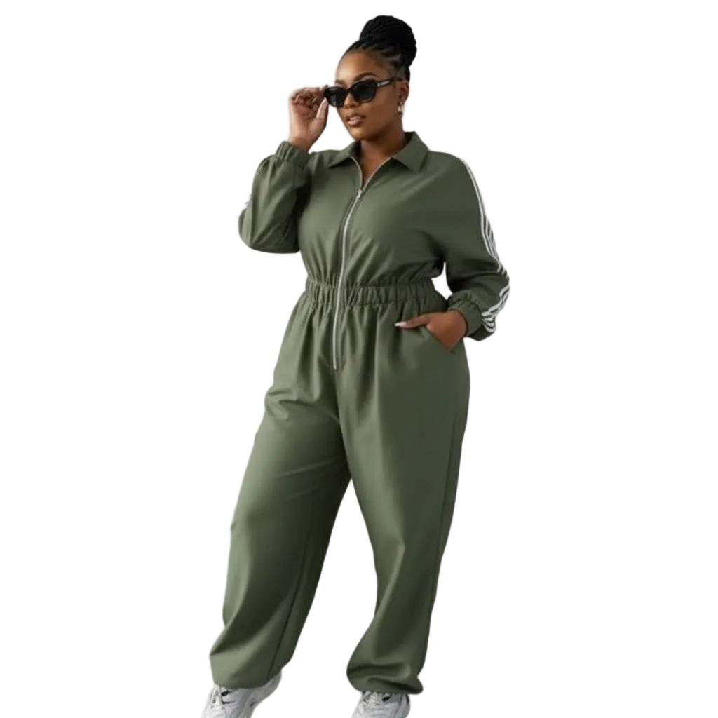 Long Zipper overall jumpsuit