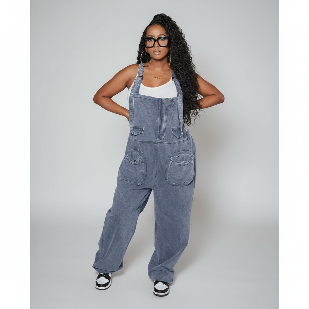 Cargo Vintage Denim Jeans Jumpsuit