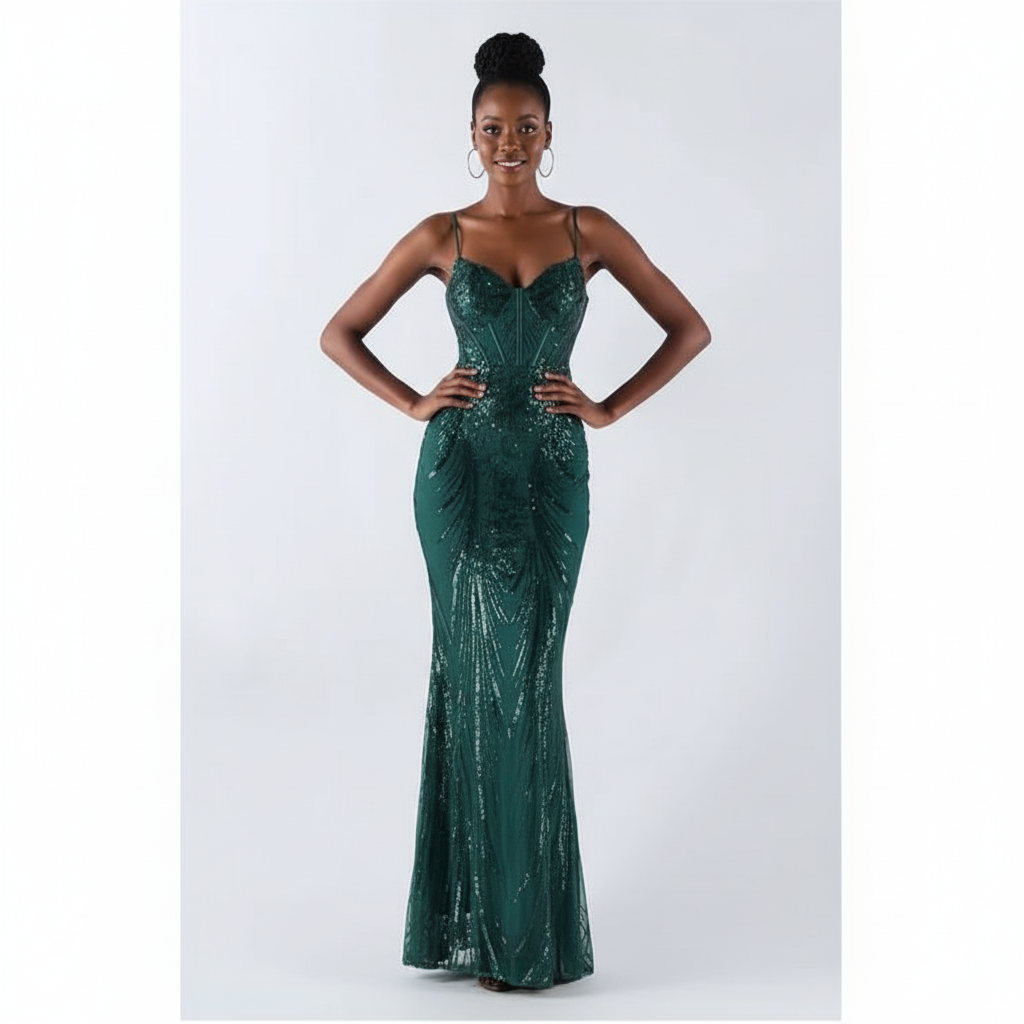 Sweetheart Mermaid Spaghetti Straps Maxi Dress