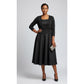 Plus Size Belted Fit and Flare Midi Dress with Long Sleeves