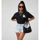 Printed Top Oversized Drop Shoulder Short Sleeve T Shirt